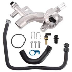 Rarayc 719081638407 Engine Coolant Housing Water Outlet Aluminum With Hoses - And 2