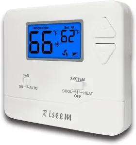 Riseem 744110840827 Non-programmable Thermostat For Home Single-stage Systems 1 Heat/1 Cool Easy D