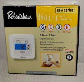 Robertshaw 8401-1 Digital Thermostat 1 Heat / Cool Backlit 24 Vac Powered New