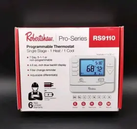 Rs9110 Robertshaw Programmable Single Stage 1h/1c 7 Day Wall Thermostat