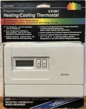 42-91861 Sears 91861 Vintage Programmable 2 House Thermostat Battery Sealed Free Sh