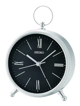 Qxe063alh Seiko Aluminum Bedroom Alarm Clock Black And Silver