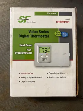 Sfthrvhp021 Sf New Start To Finish Digital Lcd 2 Heat/ 1 Cool Thermostat