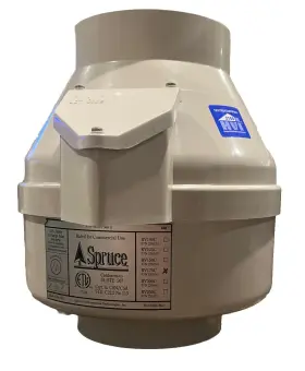 23015-2 Spruce 23015c Rv175c 5 Inch Inlet And Outlet Inline Radon Fan In White .