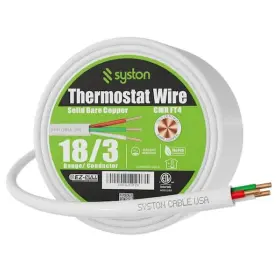 Cl3r Syston Cable Technology 663252043326 100 Ft. 18/3 White Solid Bare Copper Cmr/cl3r Doorbell Havc Thermostat Wire