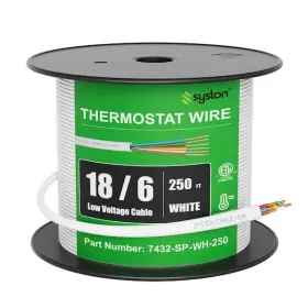 Cl3r Syston Cable Technology 663252043487 250 Ft. 18/6 White Solid Bare Copper Cmr/cl3r Doorbell Thermostat Wire