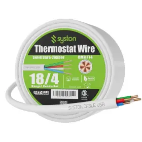 7232-sb-wh-100 Syston Cable Technology 100 Ft. 18/4 White Solid Bare Copper Cmr/cl3r Thermostat Wire Ul/etl Listed Uv R