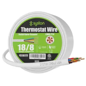7537-sb-wh-50 Syston Cable Technology 50 Ft. 18/8 White Solid Bare Copper Cmr/cl3r Thermostat Wire