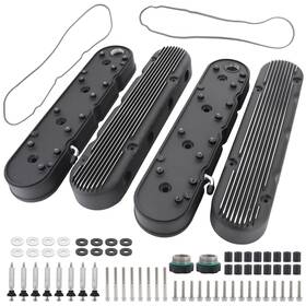 Tektall Tektall-8082-2bk Ls Finned Cast Aluminum Valve Covers With Coil Mounts And Compatible W