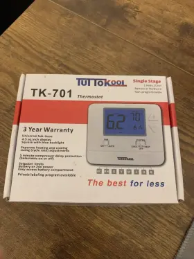 Tk-701 Tuttokool Digital Non-programmable Straight Cool Thermostat Home 1h/1c