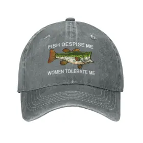 Tywonmy 181060758675 Fishing Cap Fish Despise Me Women Tolerate Hat For Men Baseball Caps Vinta