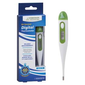 Veridian Healthcare 08-352 Digital Thermometer 60-second Readout Fever Alert Memory Recal