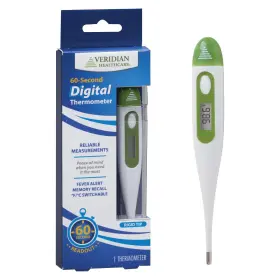 08-352 Veridian Healthcare Digital Thermometer 60-second Readout Fever Alert Memory Recal