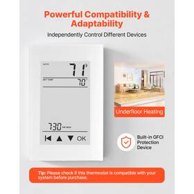 Vevor 3w6328g1x 7 Day Programmable Lcd Touch Thermostat For Underfloor Heating