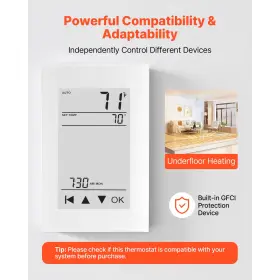 3w6328g1x Vevor 7 Day Programmable Lcd Touch Thermostat For Underfloor Heating