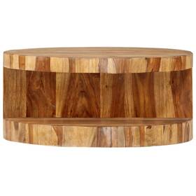 Vidaxl 287350 Coffee Table Natural Solid Acacia Wood 25.6 In Dia
