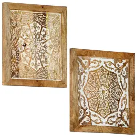 321652 Vidaxl Wall Panels Framed Art Decor Covering 2 Pcs Solid Mango Wood
