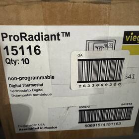 Viega 15116 Heat/cool Non-programmable Proradiant Thermostat