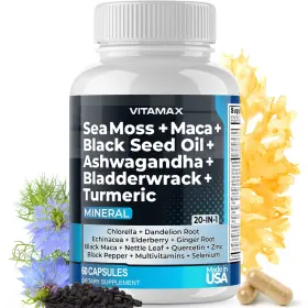 Vmxsm60 Vitamax Sea Moss Maca Black Seed Oil Ashwagandha Bladderwrack Turmeric - Ma... Fast Ship