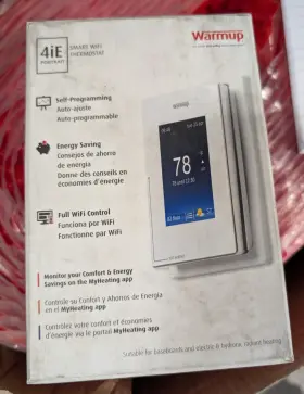 4ie-vo4-bl-01 Warmup 034526013225 Smart Wifi Thermostat Portrait Onyx Black