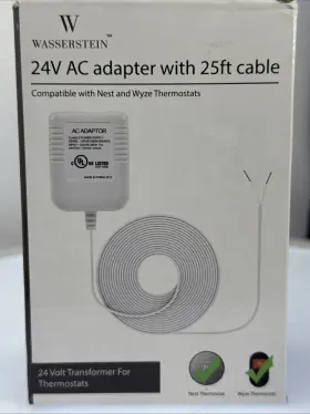 Wasserstein 8877730212196 24v Ac Adapter Nest / Wyze Ring Doorbell Thermostat C-wire 25ft
