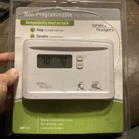 Np100 White-rodgers Heat / Cool Thermostat Wht Nob Non-programmable