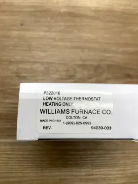 P322016 Williams Comfort Products Wall Mount Thermostat 1v Surface