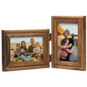 Xzon-h64-v46 Wisadd Horizontal And Verticall 4x6 Picture Frames Double Hinged Wood Folding Photo Fr