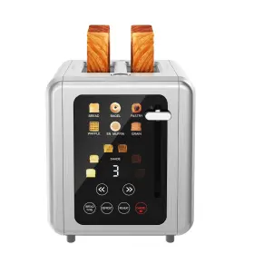 Kst076au-a Wunly Touch Screen Toasters 2 Slice Stainless Steel Digital Timer Toaster With Sou