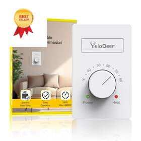Yelodeer 2755 240 V Only 4-wire Manual Electric Baseboard Heater Thermostat For 240v White