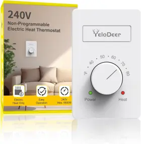 Yelodeer 445004444482 240 V Only 4-wire Manual Electric Baseboard Heater Thermostat For Home Yelodee