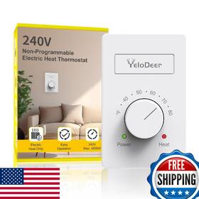 Yelodeer B0cryt7qxl 240v 4-wire Manual Electric Baseboard Heater Thermostat Home