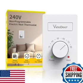 B0cryt7qxl Yelodeer 240v 4-wire Manual Electric Baseboard Heater Thermostat Home