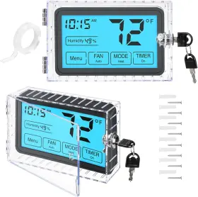 Ze-thermostatlockbox-2pc Zeayea 445018213234 2 Pcs Universal Thermostat Lock Box With Key Clear Guard For