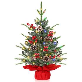 Ziczli 8-3ftsds-03 Timer And 8 Modes 24 Inch Realistic Snowy Tabletop Christmas Tree Pe&pvc Bra