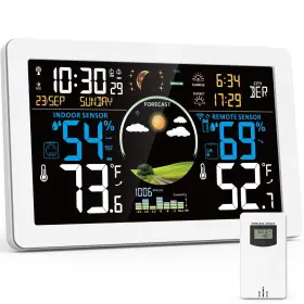 Zivron 614141505418 Weather Station Wireless Indoor Outdoor Thermometer Large Display With Remot