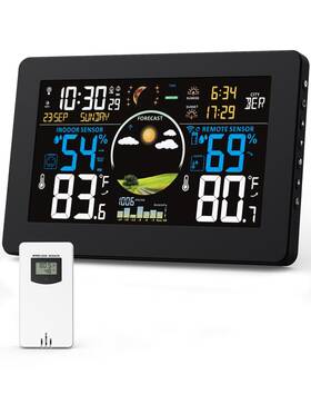 Zivron Em3378uc Weather Station Wireless Indoor Outdoor 7.5 Inch Va Large Display With Remote Se