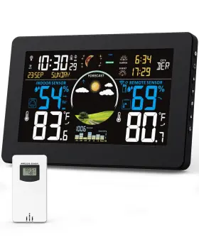 Em3378uc Zivron Weather Station Wireless Indoor Outdoor 7.5 Inch Va Large Display With Remote Se