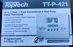 Top Tech TT-P-411 Thermostat Single Stage Digital Brand New. Price: $45.95.