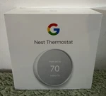 New Sealed Google Nest Smart Thermostat, Snow GA01334-US. Price: $64.95.