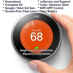 Google/nest 3RD Generation Thermostat Stainless Steel T3008US Full Kit + Open. Price: $118.95.