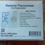 Hydro Smart Hsradstat Non-programmable Radiant Thermostat 24 Vac Digital Display New. Price: $29.99.