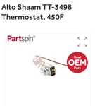 Alto Shaam TT-3498 Oem Part Thermostat 450F New Sealed. Price: $75.00.
