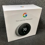 Google Nest Learning Thermostat 3RD Gen Stainless Steel Smart Wi-fi New. Price: $149.99.
