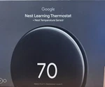 Google Nest Learning Thermostat + Temperature Sensor Open. Price: $159.00.