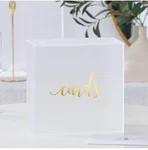 Uniqooo Frosted Acrylic Wedding Card Slot Box, Large 10X10X5.5 Inch W/gold Foil New. Price: $32.00.