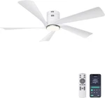 Ohniyou 52 Flush Mount Ceiling Fan With Lights, Remote & App Control Low New. Price: $181.72.