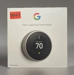 Google Nest Learning Thermostat 3RD Gen - Stainless Steel T3007ES Model: A0013 Open. Price: $94.98.