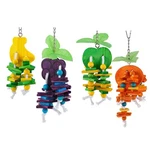 4 Natural Wood Block Bird Cage Toys Parrot Chewing Orange Apple Grape Banana New. Price: $17.00.