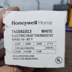 Honeywell T410A1013 Electric Baseboard Heat Thermostat New. Price: $33.24.